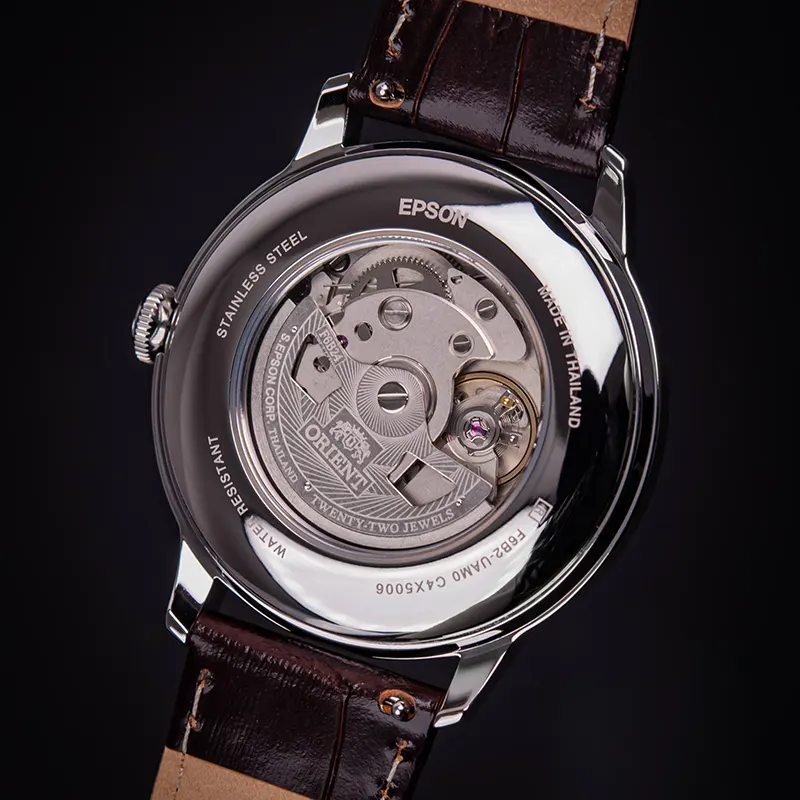 Orient Bambino Sun and Moon Bordeaux Dial Men's Watch- RA-AK0807R